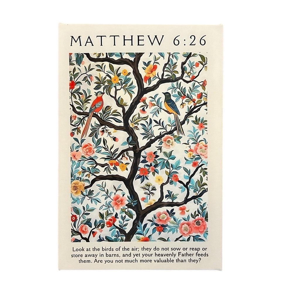 Bible Verse Floral and Bird Wall Art, 8x12, Canvas on Wood Frame, Ready to Hang - Picture 4 of 7